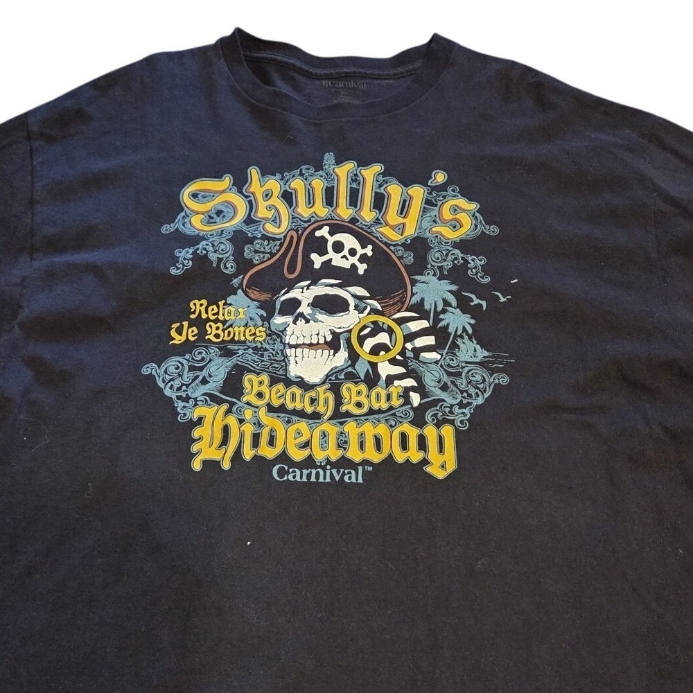 Carnival‎ Skully Beach Bar Hideaway T-Shirt Mens XL Black Excellent